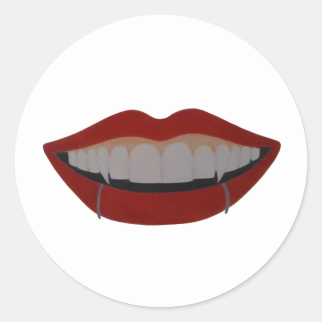 Vampire teeth classic round sticker (Front)