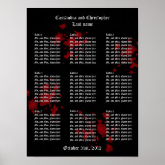 Vampire theme wedding guest table seating chart