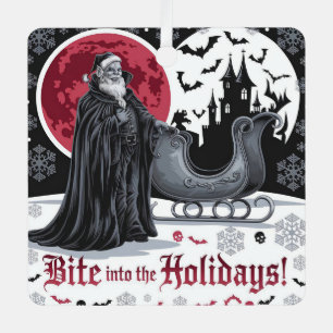 Vampire-Themed Gothic Christmas Card Crimson Moon Metal Tree Decoration