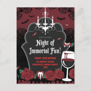Vampire-Themed Halloween Invitation  Postcard