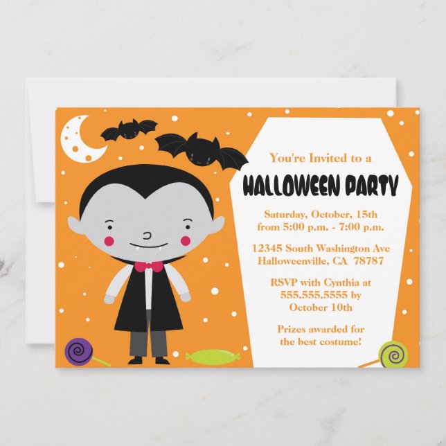 Vampire tombstone Halloween Costume Party Invite (Front)