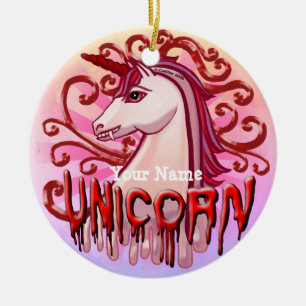Vampire Unicorn Ceramic Tree Decoration