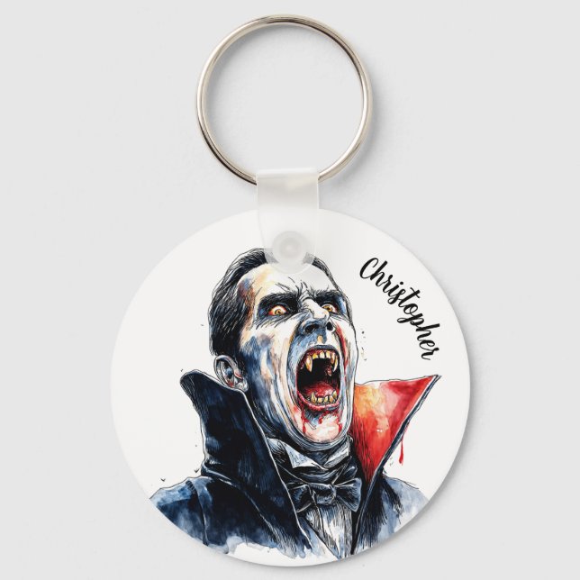Vampire & Vampiress Gothic Red Black Key Ring (Front)