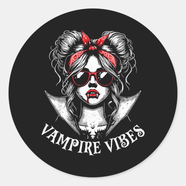 Vampire Vibes Vampire Valentine Party Funny Classic Round Sticker (Front)