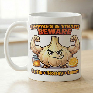 Vampire Virus Beware Garlic Honey Lemon Flu Recipe Coffee Mug
