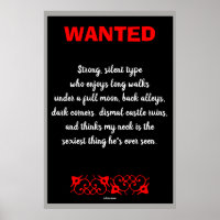 Vampire Wanted Funny Gothic Art Print