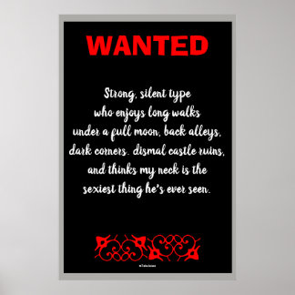 Vampire Wanted Funny Gothic Art Print