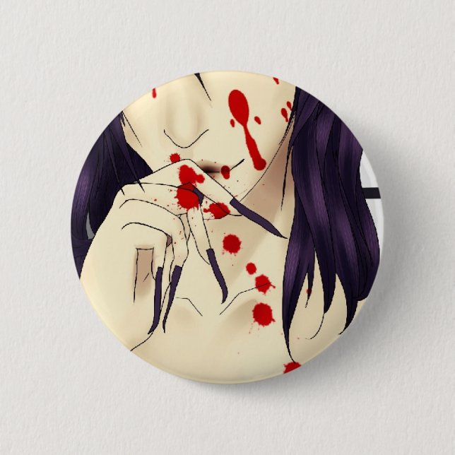 Vampire with blood 6 cm round badge (Front)