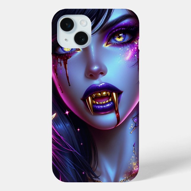 Vampire with Gold Fangs Ai Art Case-Mate iPhone Case (Back)