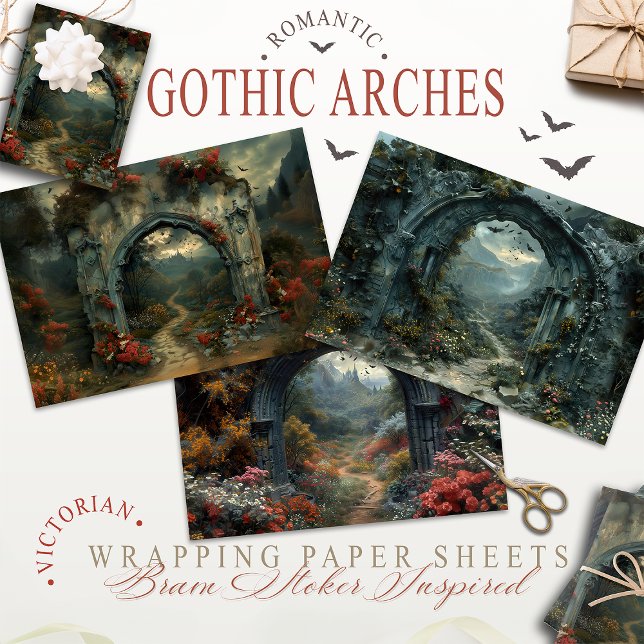 Vampirecore Dracula's Castle Halloween | Gothic Wrapping Paper Sheet (Creator Uploaded)