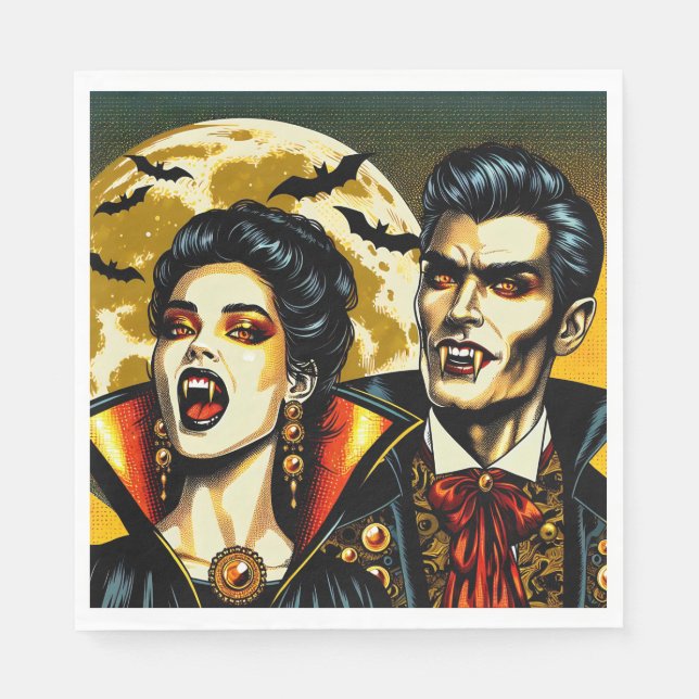 Vampires and Bats Halloween Party  Napkin (Front)