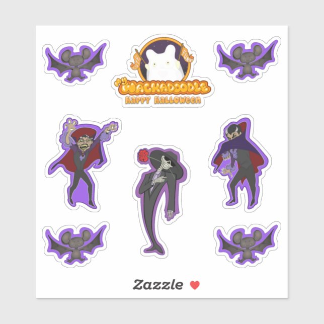 Vampires Bats Skeleton Sticker Sheet for Halloween (Sheet)