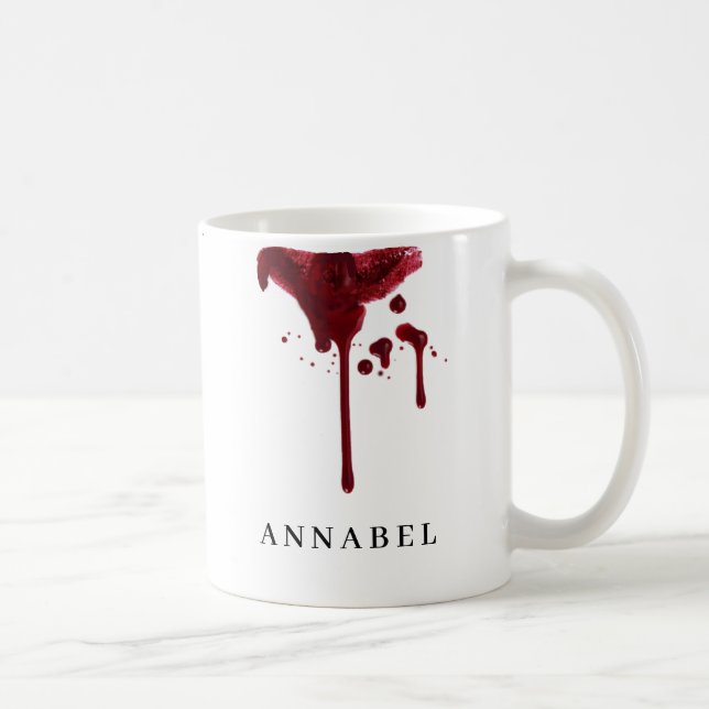 Vampire's dark red Lipstick stain with blood Coffee Mug (Right)