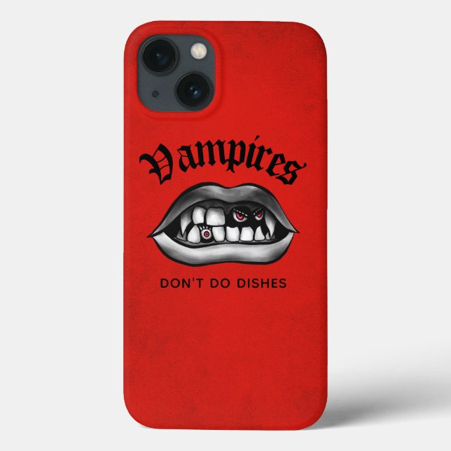 Vampires Don't Do Dishes Funny Red Goth Case-Mate iPhone Case (Back)