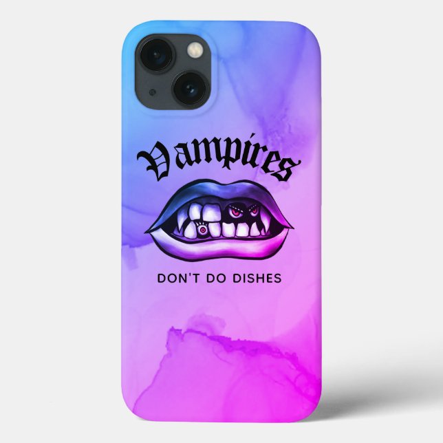 Vampires Don't Do Dishes Funny Vaporwave Case-Mate iPhone Case (Back)