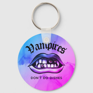 Vampires Don't Do Dishes Funny Vaporwave Key Ring
