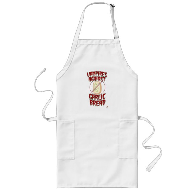 Vampires Hate Garlic Bread Funny Halloween  Long Apron (Front)