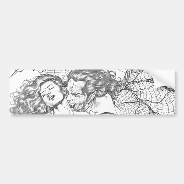 Vampire's Kiss by Al Rio - Vampire and Woman Art Bumper Sticker (Front)