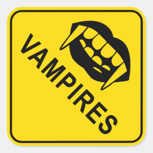 Vampires, Yellow Diamond Warning Sign Square Sticker