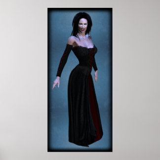 Vampiress in black and blood red tall poster