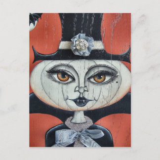 Vampiress Pumpkin Halloween Postcard