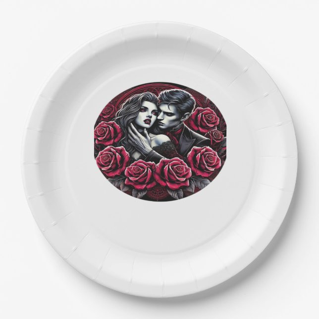 Vampiric Gothic Romance – Till Death Do Us In Clas Paper Plate (Front)