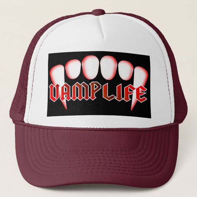 Vamplife Vampire Fangs Trucker Hat (Front)