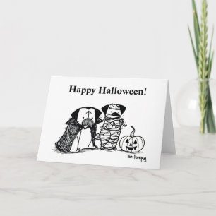 Vampug and Mummy Pug Halloween Card
