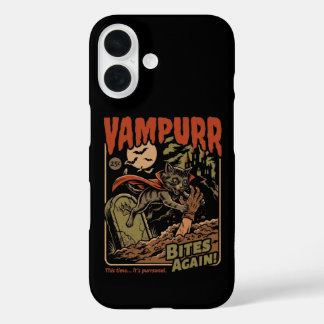 Vampurr Bites Again! Funny Cat Halloween Vintage iPhone 16 Case