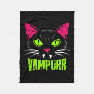 Vampurr Cat Black Cat Halloween Spooky Vampire Fleece Blanket