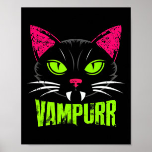 Vampurr Cat Black Cat Halloween Spooky Vampire Poster