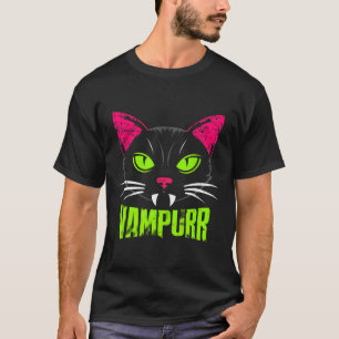 Vampurr Cat Black Cat Halloween Spooky Vampire  T-Shirt