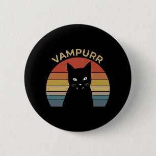 Vampurr funny vampire cat retro sunset Halloween 6 Cm Round Badge