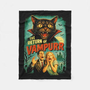 Vampurr Return _ Funny Cat Vampire Horror 80s Fleece Blanket