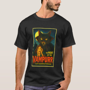 Vampurr Vampire Cat Dracula Vintage Horror Hallowe T-Shirt