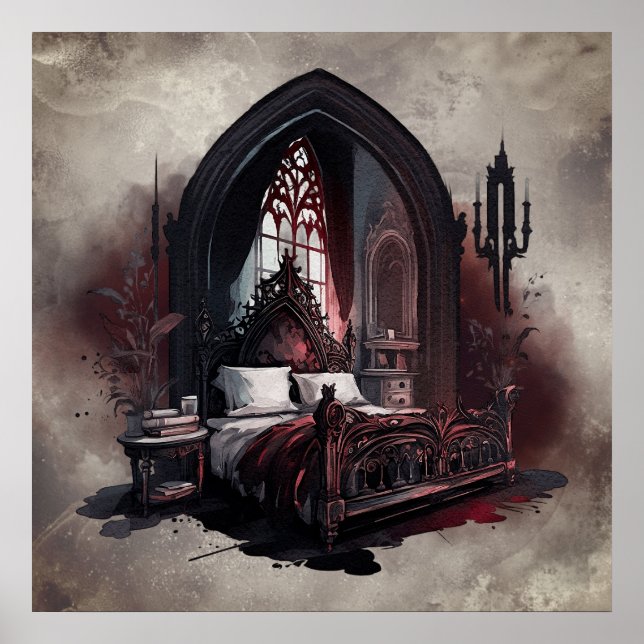 Vampy Boudoir | Gothic Red Victorian Bedroom Suite Poster (Front)