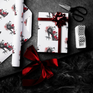Vampy Spiked Stiletto   Red Rose Fashion High Heel Wrapping Paper