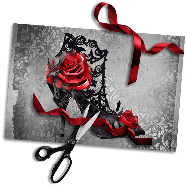 Vampy Vogue Grunge | Stiletto Lace Bootie Roses Tissue Paper (Creator Uploaded)