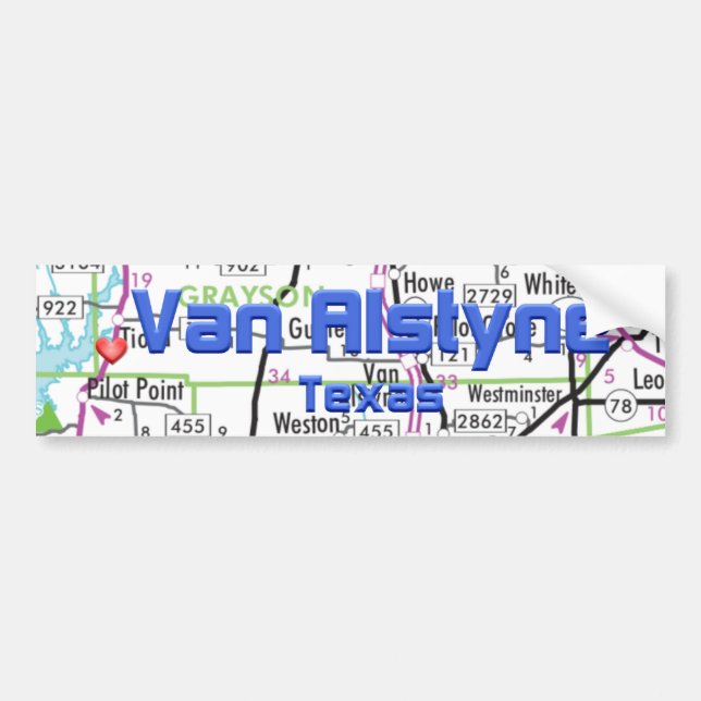 Van Alstyne Texas Map Bumper Sticker (Front)