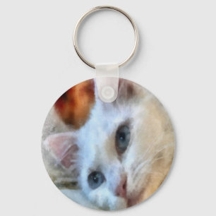 Van Cat With Blue Eyes Pet Portrait Key Ring