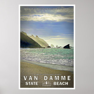Van Damme State Beach Travel Poster 02