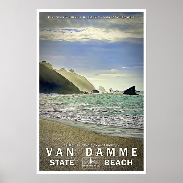 Van Damme State Beach Travel Poster 02 (Front)