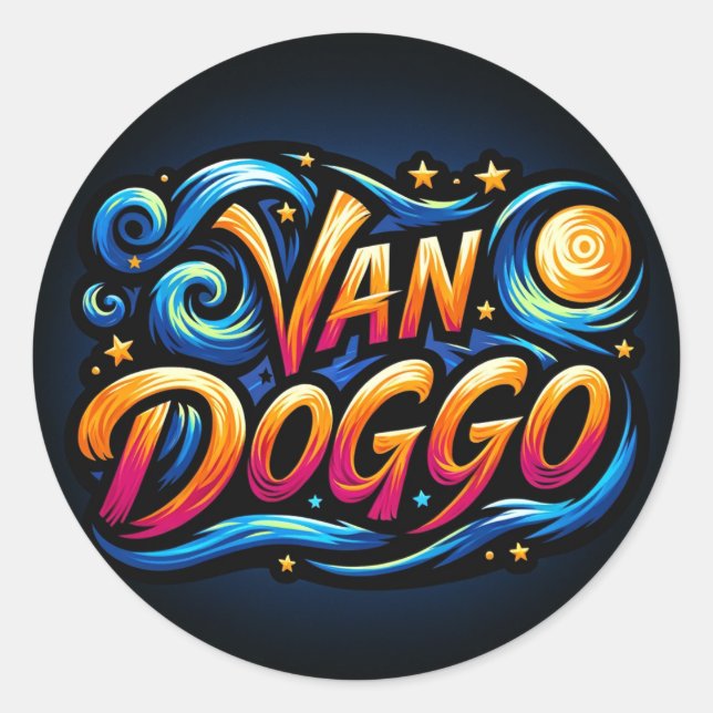Van Doggo Logo Classic Round Sticker (Front)