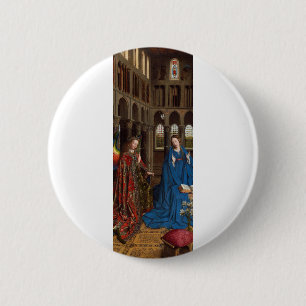 Van Eyck’s Annunciation Premium Cathedral Light 6 Cm Round Badge
