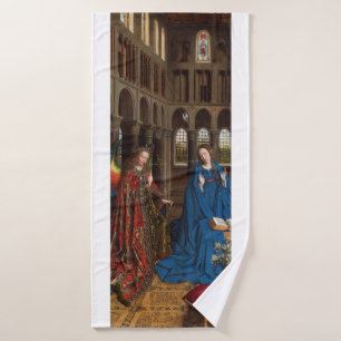Van Eyck’s Annunciation Premium Cathedral Light Bath Towel