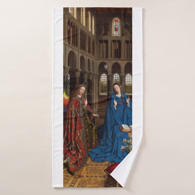 Van Eyck’s Annunciation Premium Cathedral Light Bath Towel (Bath Towel)