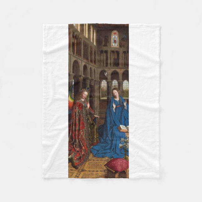 Van Eyck’s Annunciation Premium Cathedral Light Fleece Blanket (Front)