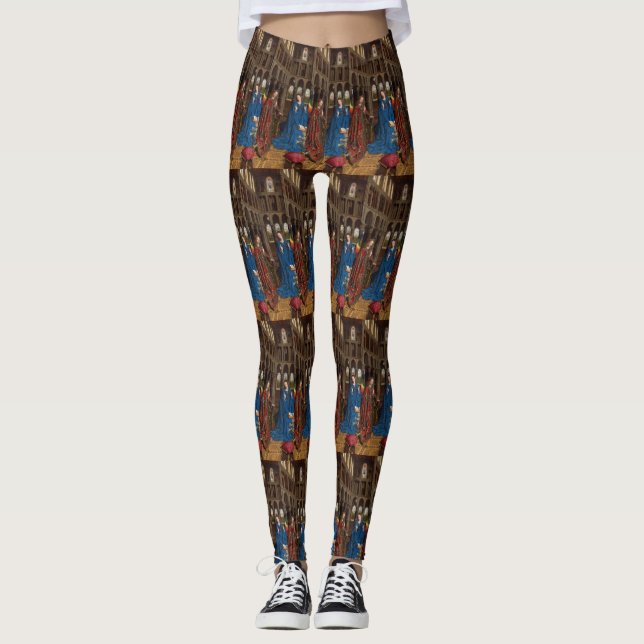 Van Eyck’s Annunciation Premium Cathedral Light Leggings (Front)
