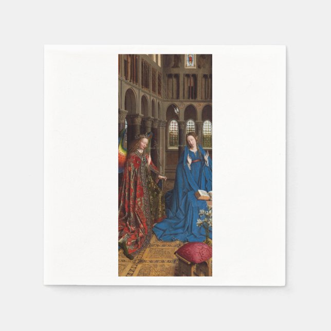 Van Eyck’s Annunciation Premium Cathedral Light Napkin (Front)