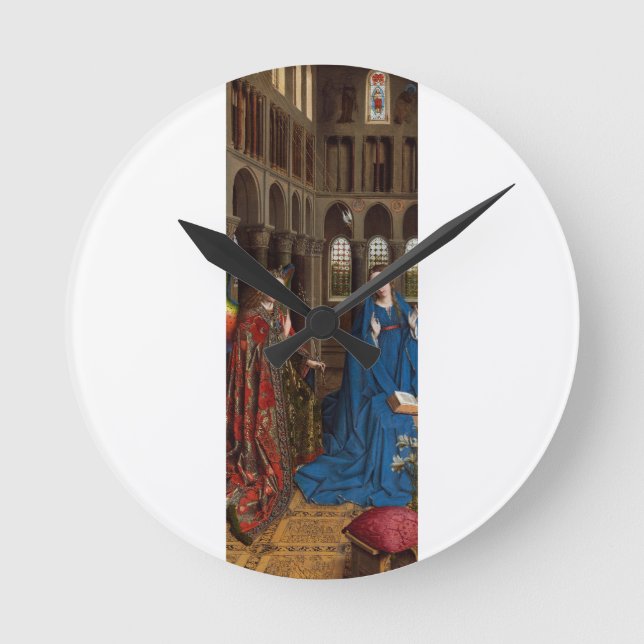 Van Eyck’s Annunciation Premium Cathedral Light Round Clock (Front)